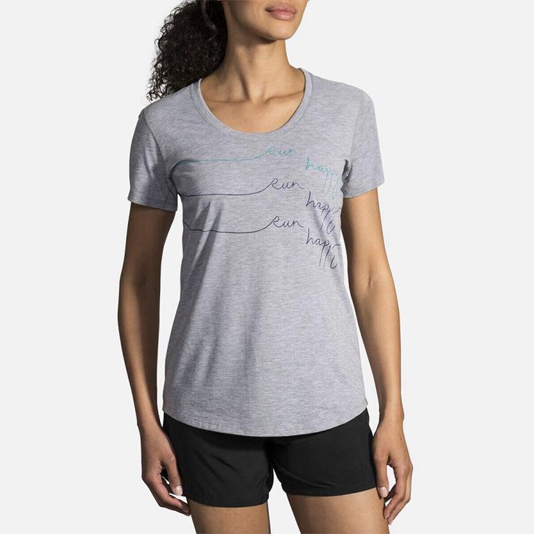 Brooks Distance Graphic Women's Running Tank Top - Grey (10689-OLKB)